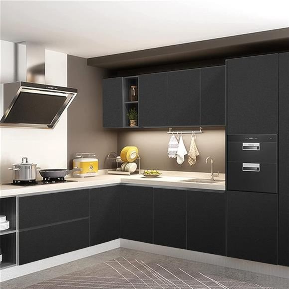 Thick Black Wallpaper 16"x198" Black Peel and Stick Wallpaper Matte Black - Picture 3 of 7